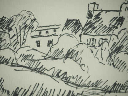 Roger CRUSAT : Village provençal - Dessin original signé