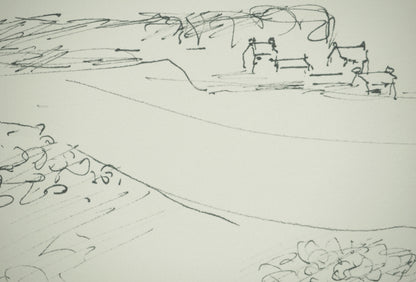 Roger CRUSAT : Au loin le Village - Dessin original signé