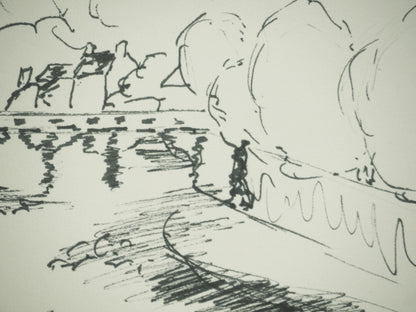 Roger CRUSAT : Sur le pont - Dessin original signé