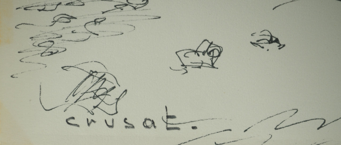 Roger CRUSAT : Paysage - Dessin original signé