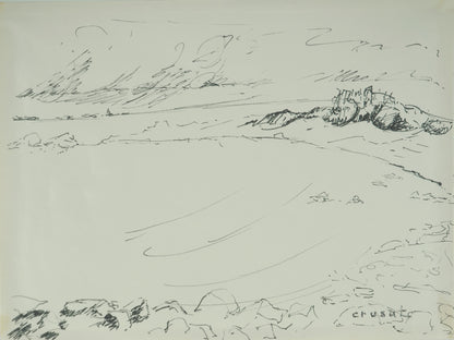 Roger CRUSAT : Sentier du littoral - Dessin original signé