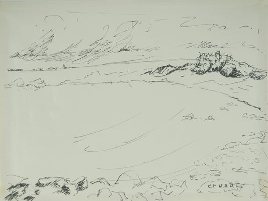 Roger CRUSAT : Sentier du littoral - Dessin original signé
