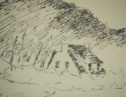 Roger CRUSAT : Le village côtier - Dessin original signé
