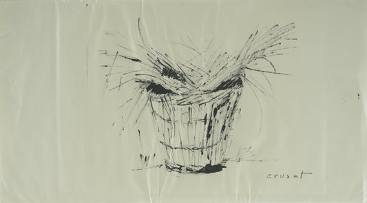 Roger CRUSAT : Le seau de paille - Dessin original signé