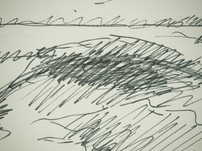 Roger CRUSAT : Village au loin - Dessin original signé