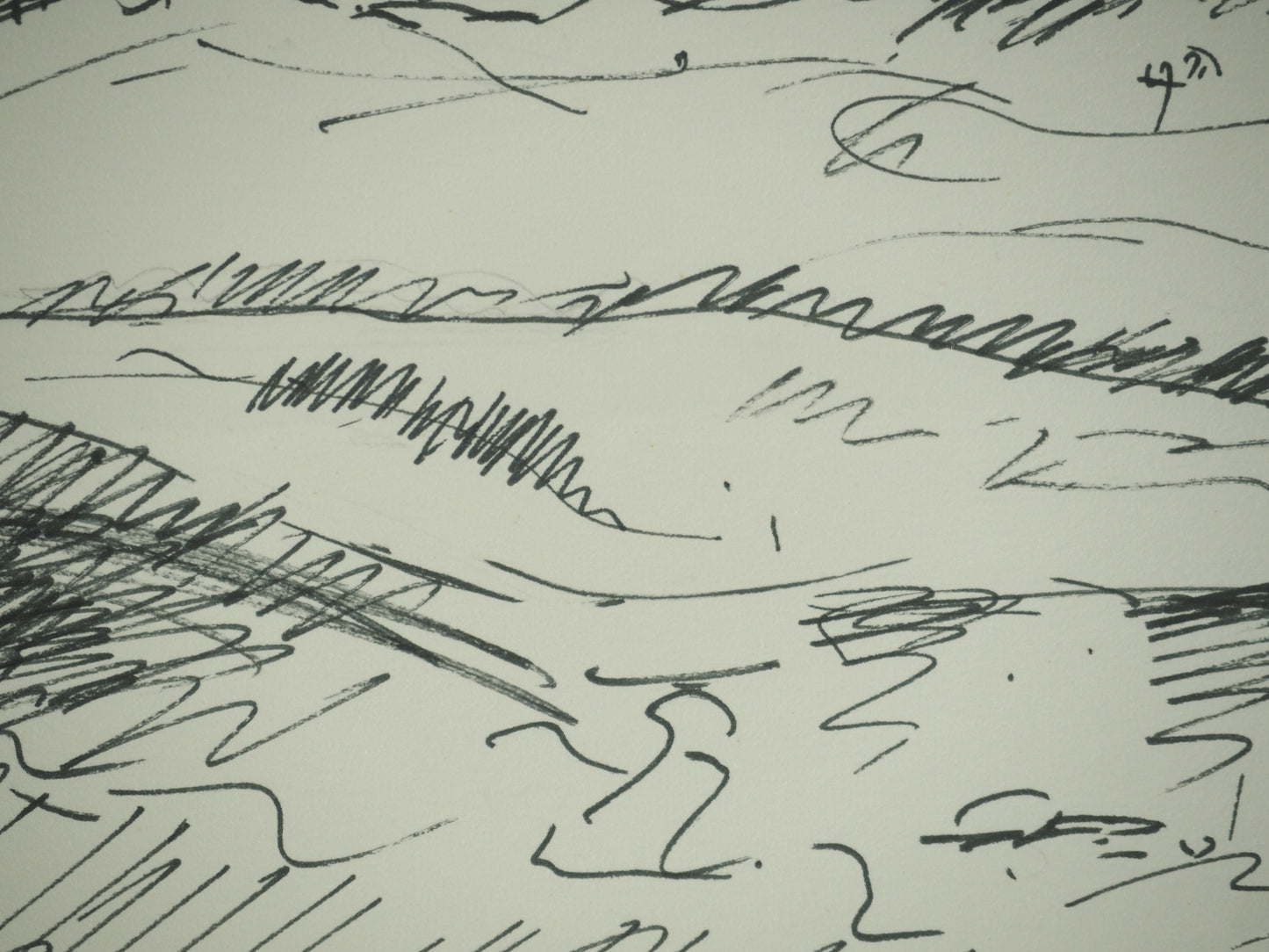 Roger CRUSAT : Village au loin - Dessin original signé