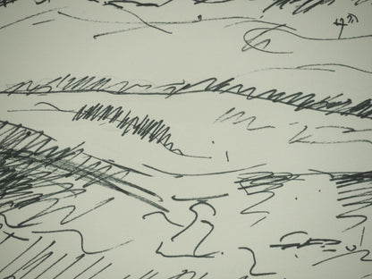 Roger CRUSAT : Village au loin - Dessin original signé