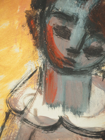 Roger CRUSAT : Jeune Fille à la Fenêtre - Gouache sur papier