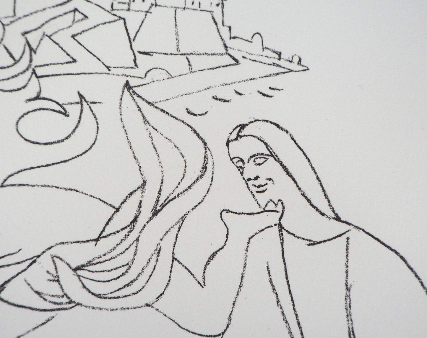 Jean COCTEAU : Pêcheur, Abondance de la mer - Lithographie signée