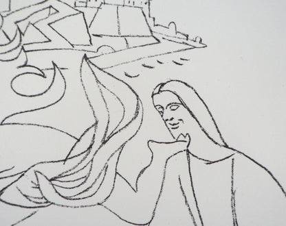 Jean COCTEAU : Pêcheur, Abondance de la mer - Lithographie signée