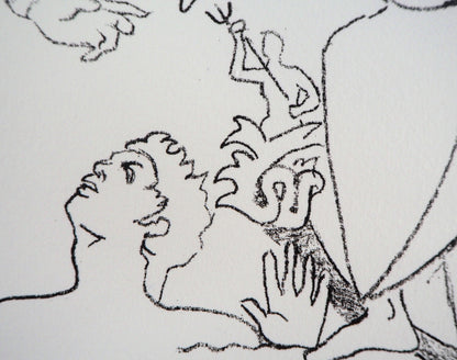 Jean COCTEAU : Pêcheur, Abondance de la mer - Lithographie signée