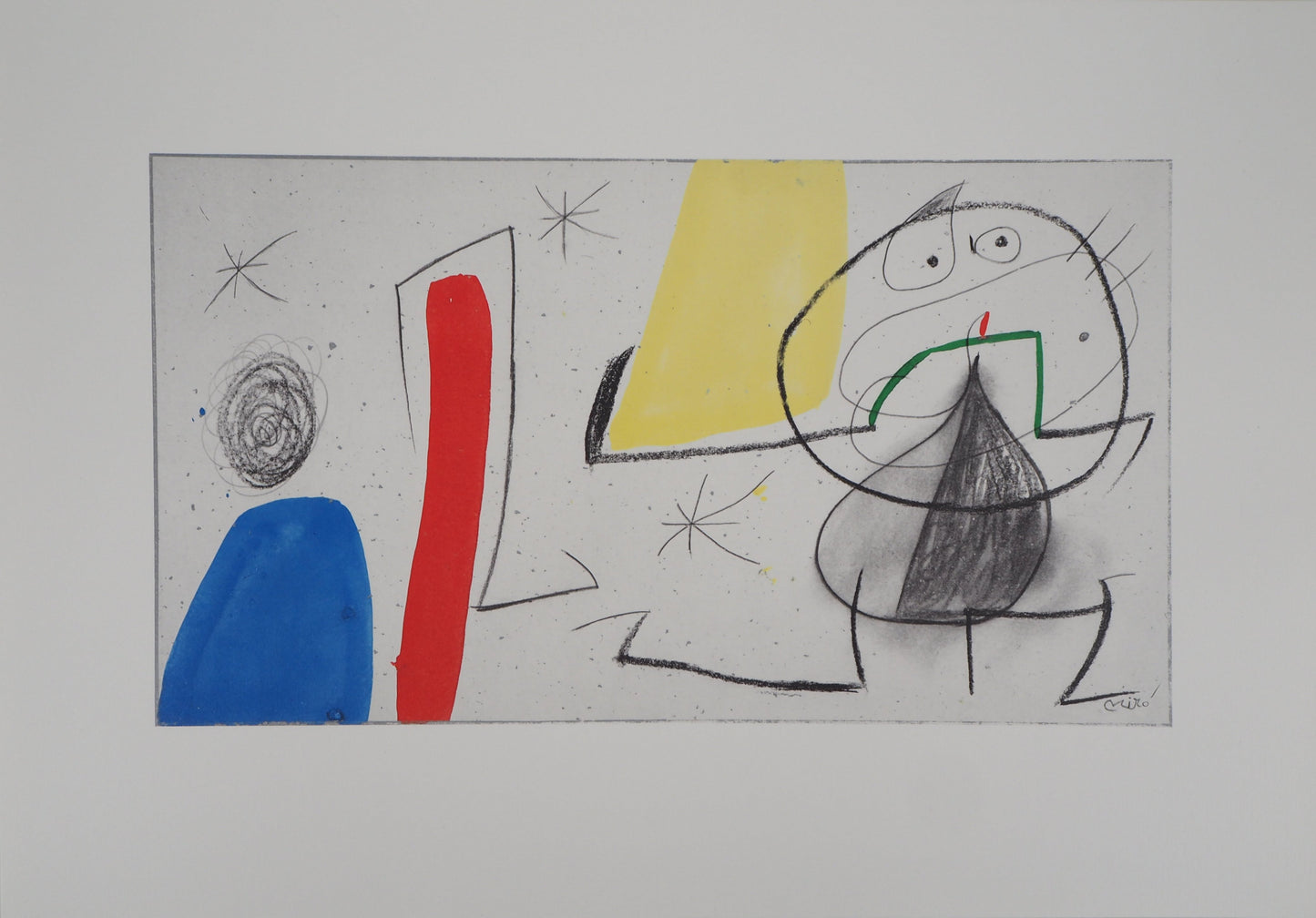 Joan MIRO : Femme et oiseau surréaliste - Lithographie signée