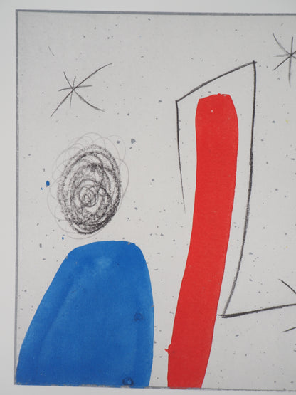 Joan MIRO : Femme et oiseau surréaliste - Lithographie signée