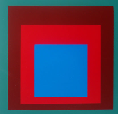 Josef ALBERS : Homage to the square, Protected Blue - Sérigraphie en couleurs