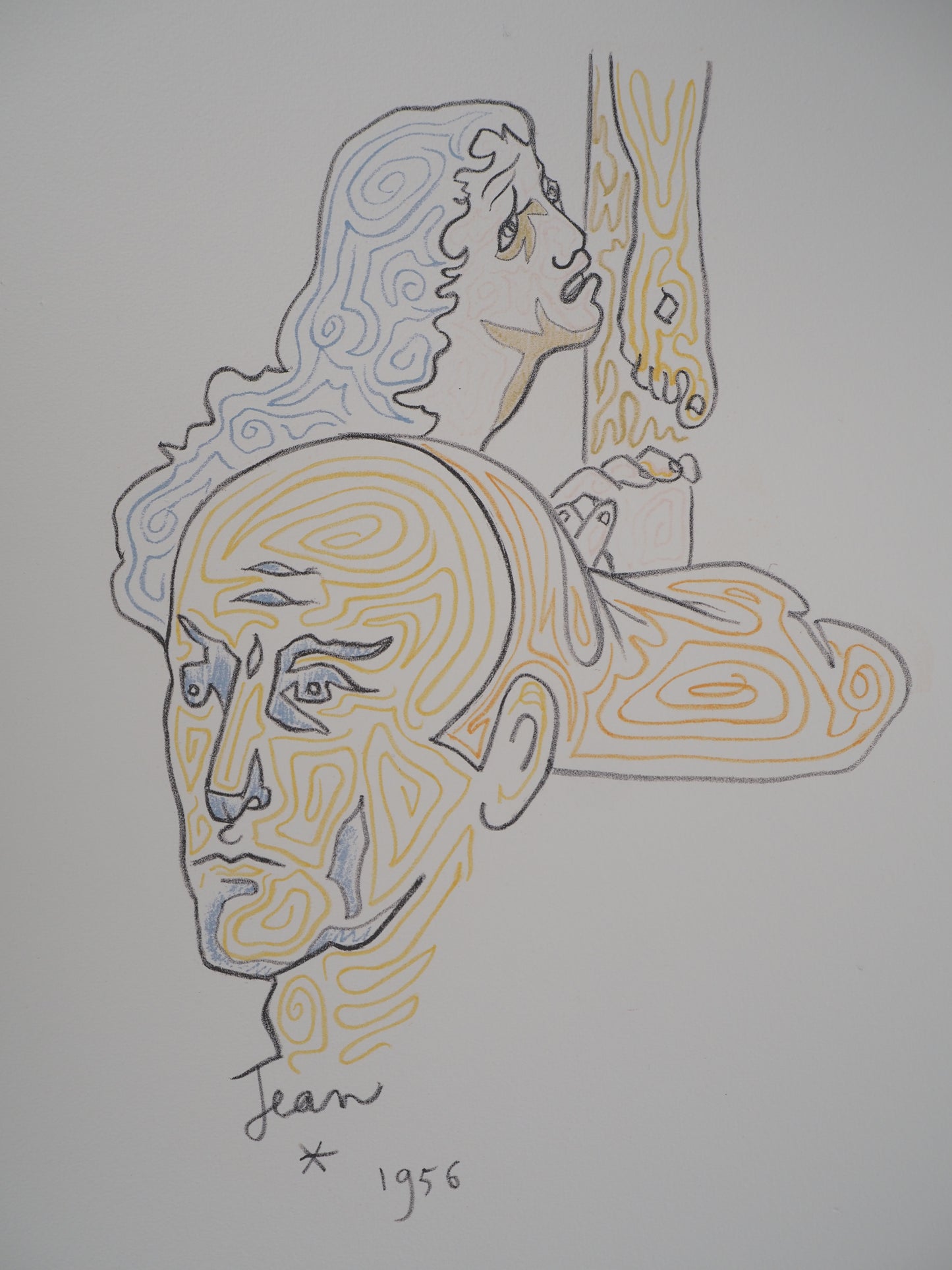 Jean COCTEAU : Crucifixion, Marie Madeleine et Jean Évangéliste - Lithographie signée