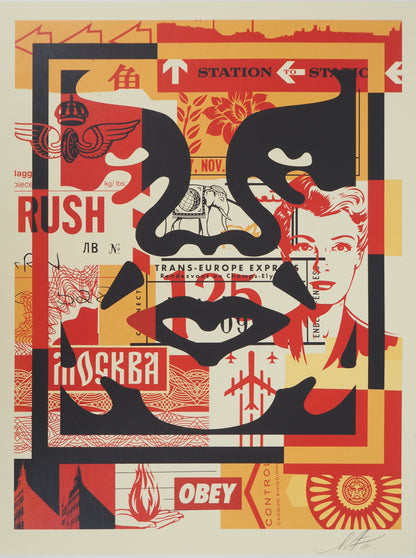Shepard FAIREY (OBEY) : Face collage II - Lithographie originale signée