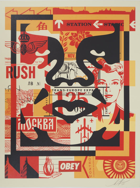 Shepard FAIREY (OBEY) : Face collage II - Lithographie originale signée