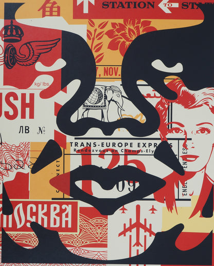 Shepard FAIREY (OBEY) : Face collage II - Lithographie originale signée