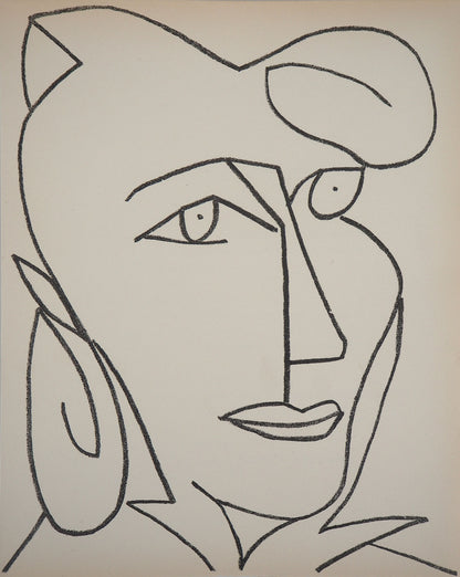 Françoise GILOT : Portrait de femme - Lithographie originale