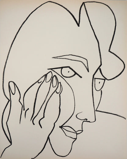 Françoise GILOT : Femme pensive - Lithographie originale