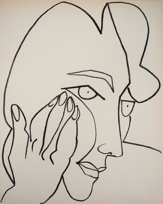 Françoise GILOT : Femme pensive - Lithographie originale