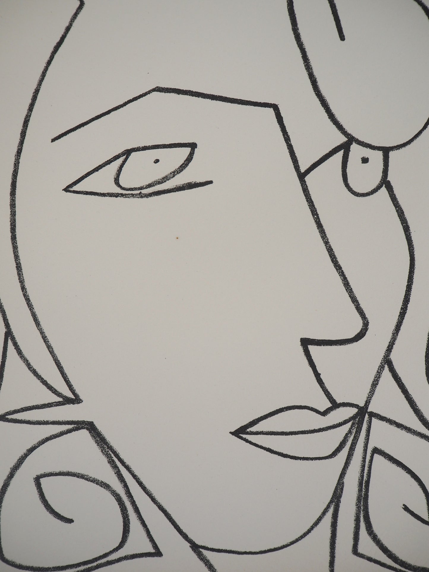Françoise GILOT : Portrait de femme rêveuse - Lithographie originale