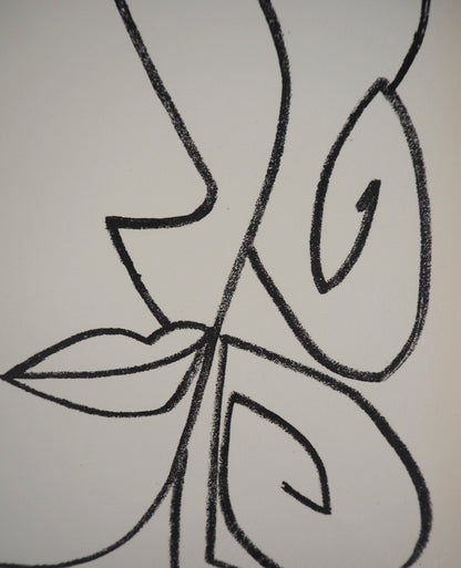 Françoise GILOT : Portrait de femme rêveuse - Lithographie originale