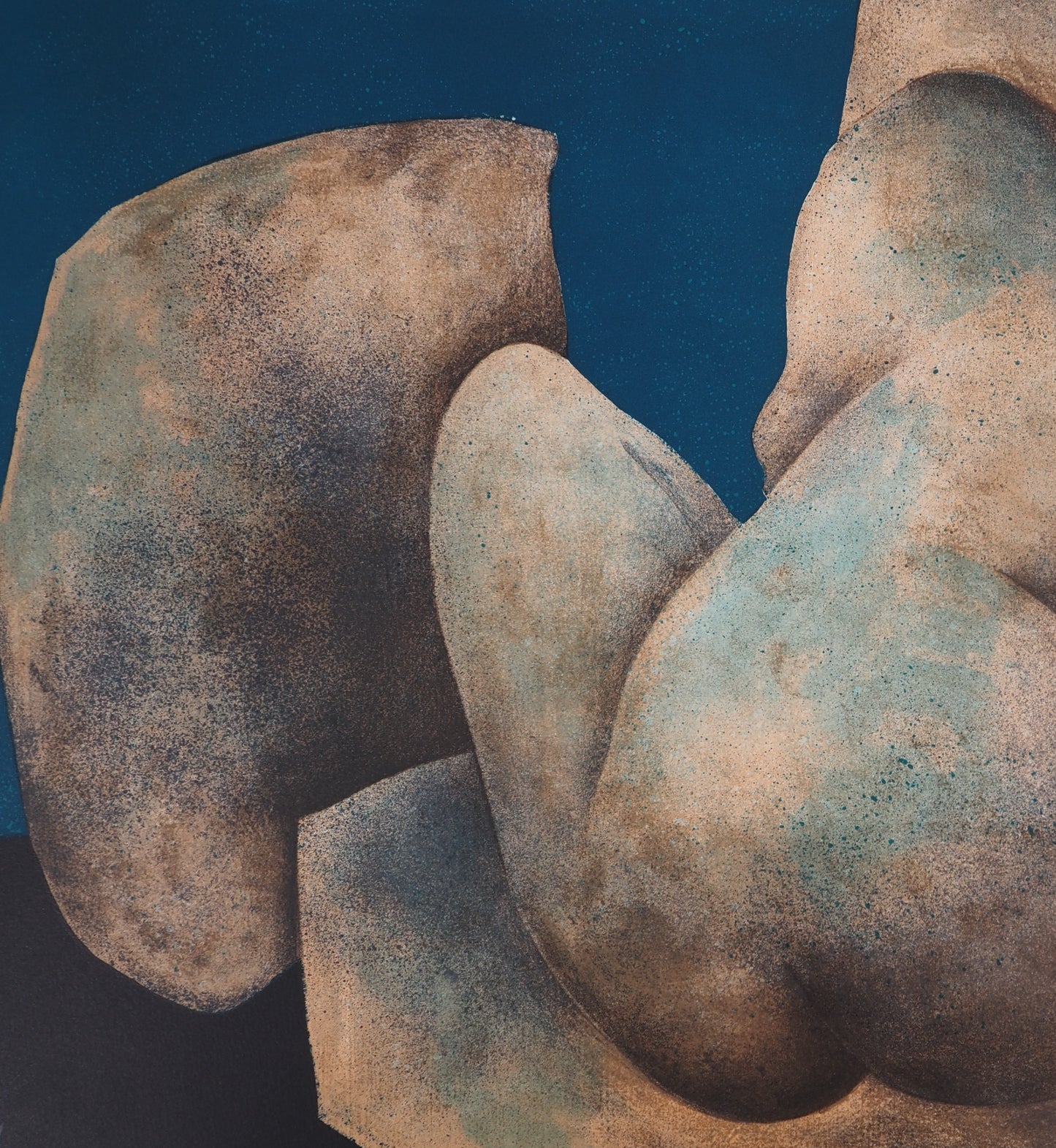 Claude GAVEAU : Nu de dos (bleu) - Lithographie originale signée