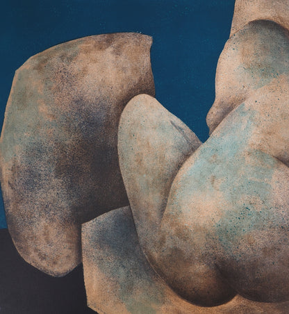 Claude GAVEAU : Nu de dos (bleu) - Lithographie originale signée