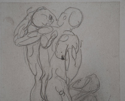 Auguste RODIN : Etude de la lutte - Gravure