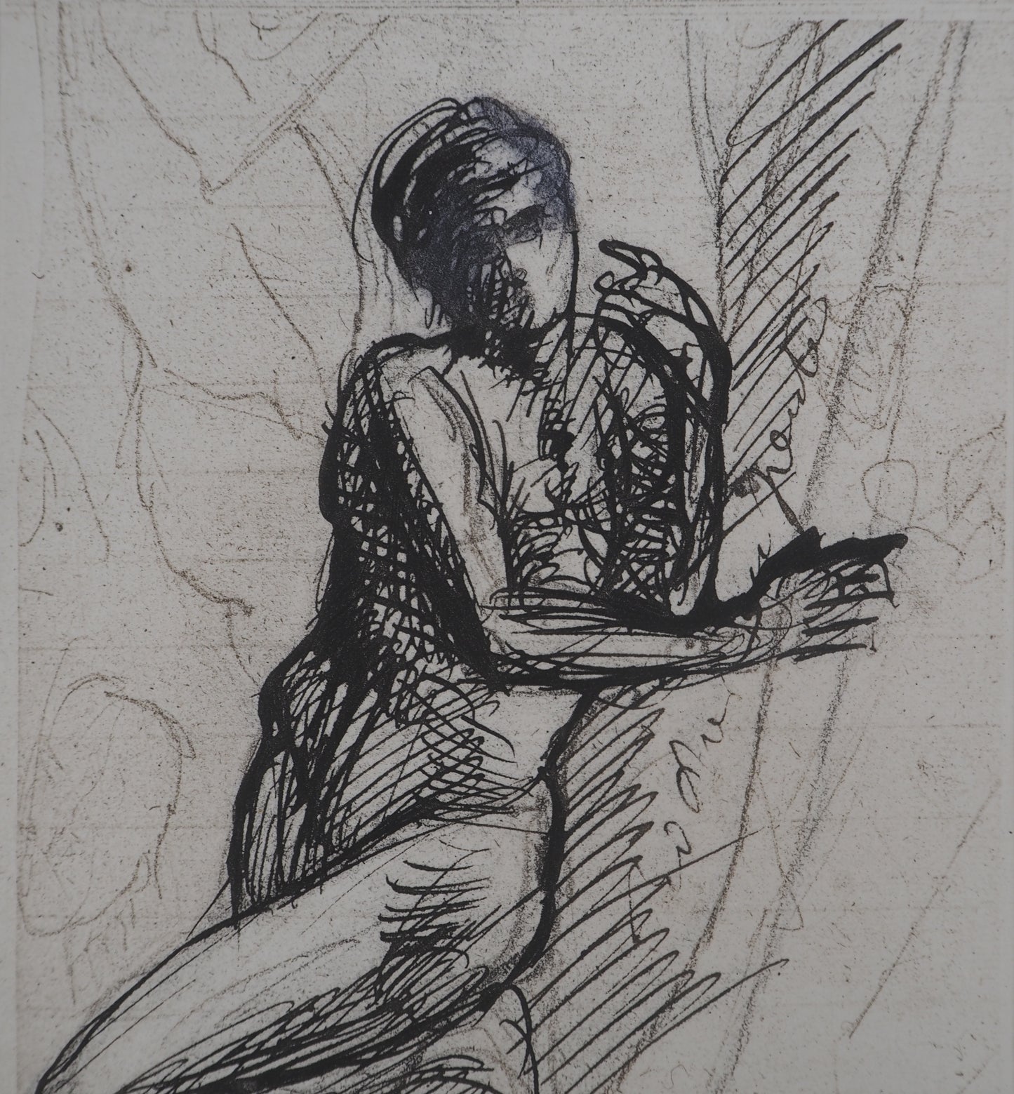 Auguste RODIN : L’homme qui pose - Gravure