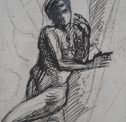 Auguste RODIN : L’homme qui pose - Gravure