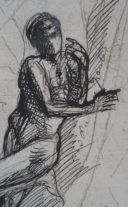 Auguste RODIN : L’homme qui pose - Gravure