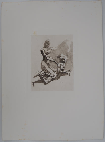 Auguste RODIN : Scène de lutte - Gravure