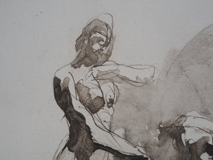 Auguste RODIN : Scène de lutte - Gravure