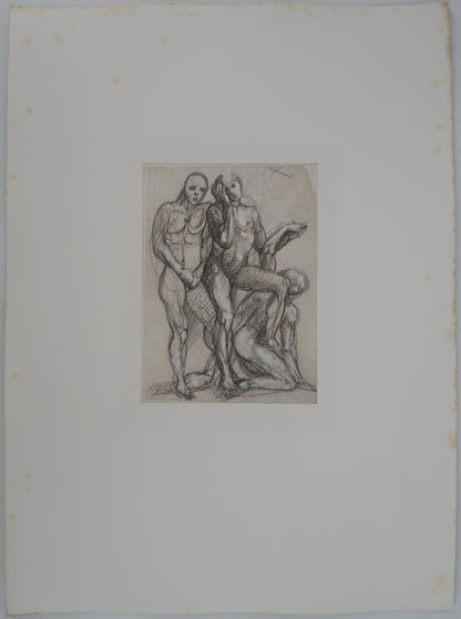 Auguste RODIN : Trois ombres parlant à Dante - Gravure