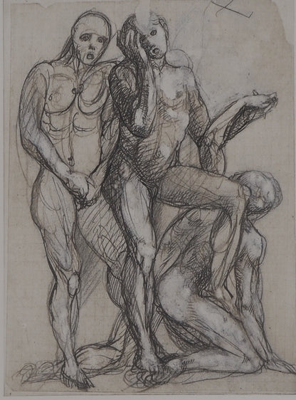 Auguste RODIN : Trois ombres parlant à Dante - Gravure