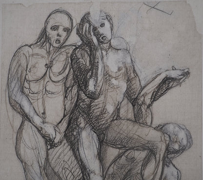 Auguste RODIN : Trois ombres parlant à Dante - Gravure