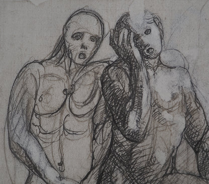 Auguste RODIN : Trois ombres parlant à Dante - Gravure