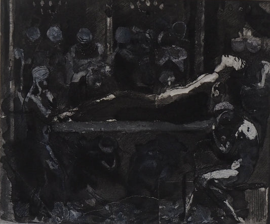 Auguste RODIN :  La mort du roi - Gravure