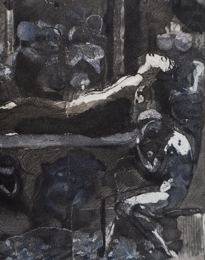 Auguste RODIN :  La mort du roi - Gravure