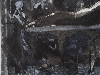 Auguste RODIN :  La mort du roi - Gravure