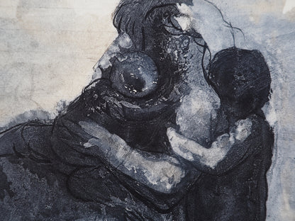 Auguste RODIN : Femme et ses enfants - Gravure