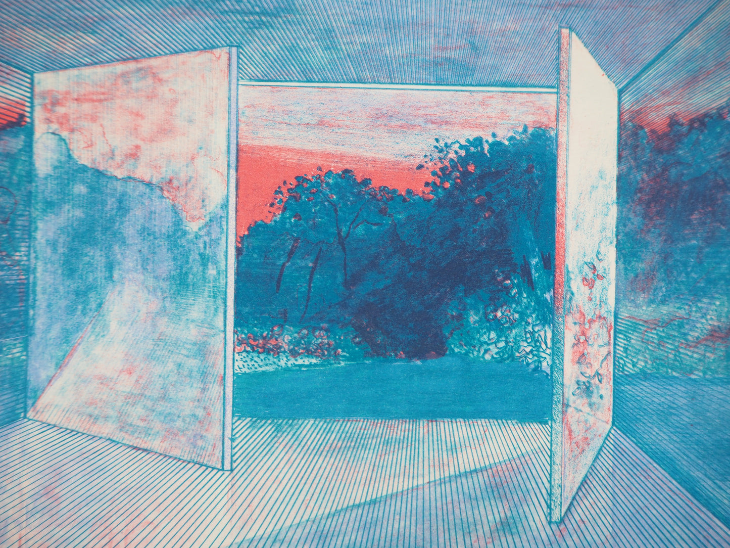 Pierre GARCIA FONS : Vue de la fenêtre - Lithographie originale signée