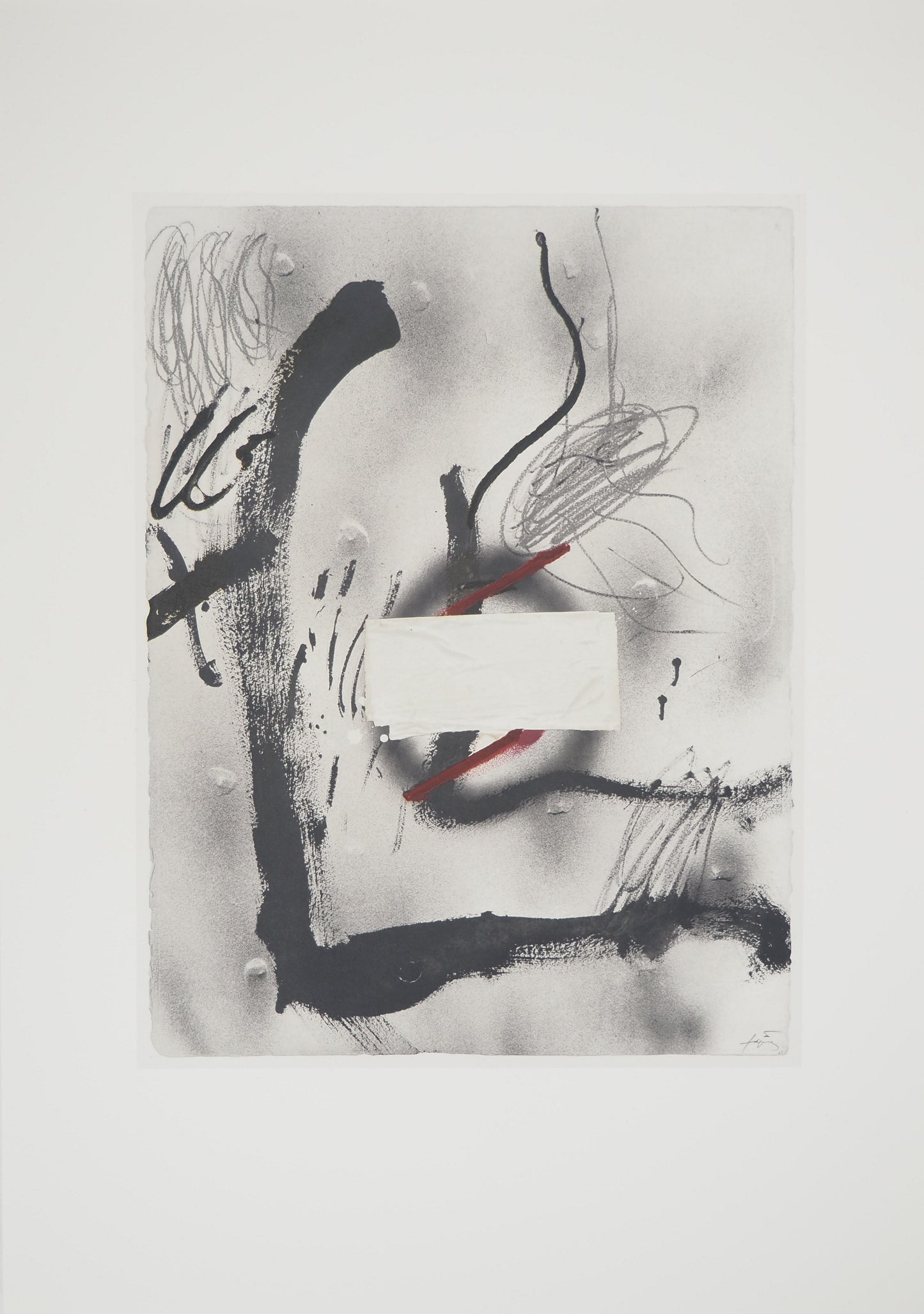 Antoni TAPIES : Composition brumeuse - Lithographie signée