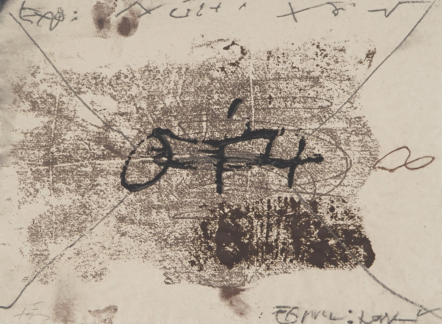 Antoni TAPIES : Ecriture calligraphique - Lithographie signée