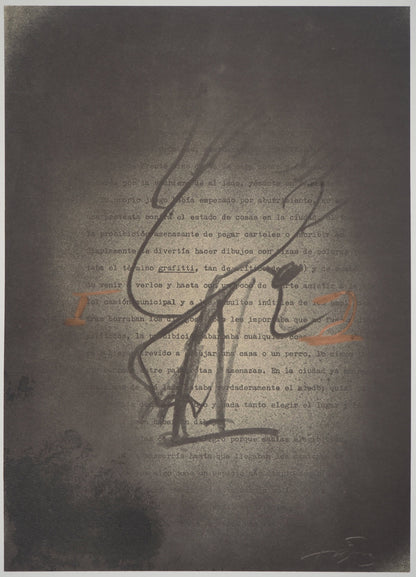 Antoni TAPIES : Graffiti - Lithographie signée