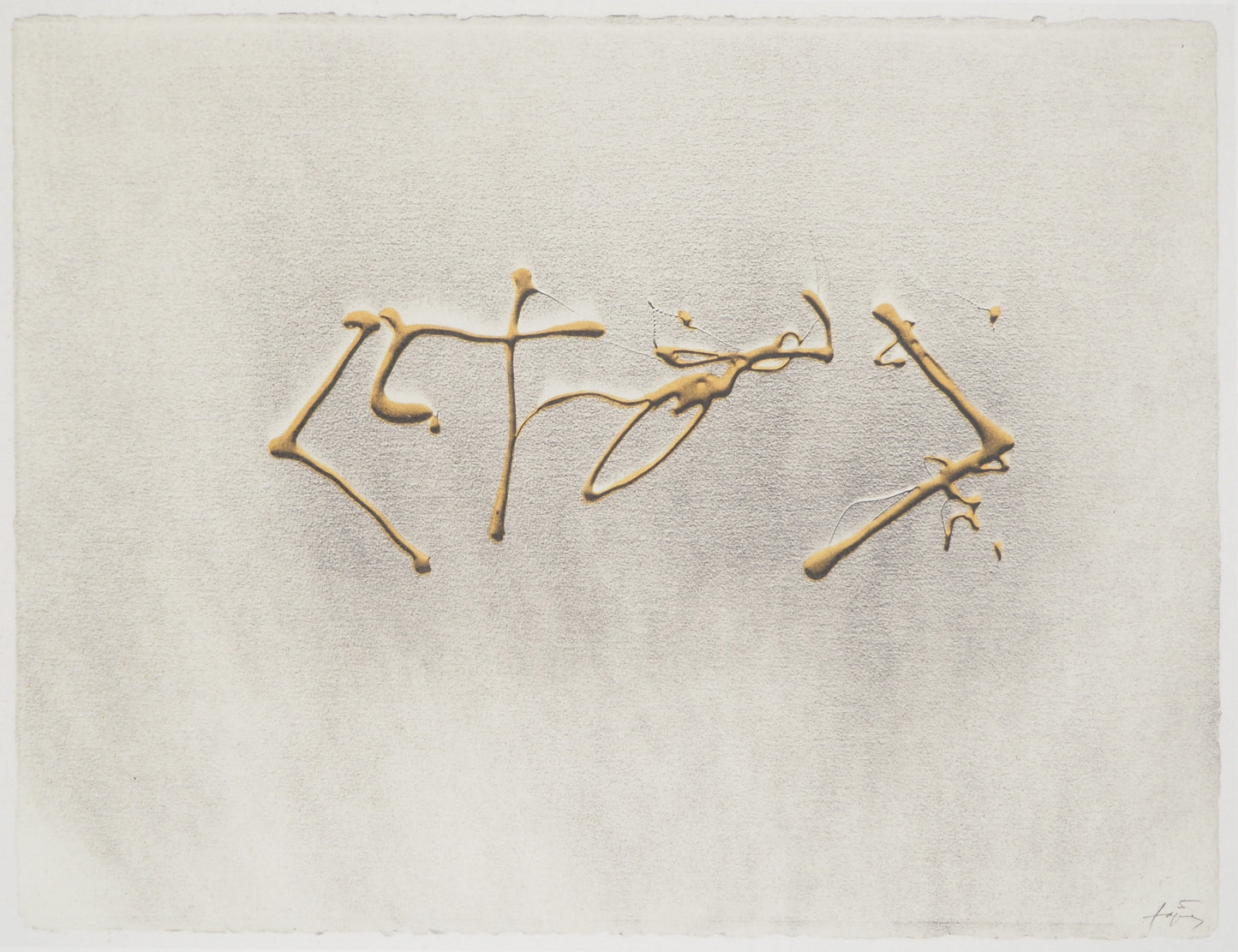 Antoni TAPIES : Ecriture en relief - Lithographie signée