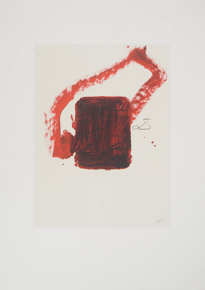 Antoni TAPIES : Composition à la boite rouge - Lithographie signée