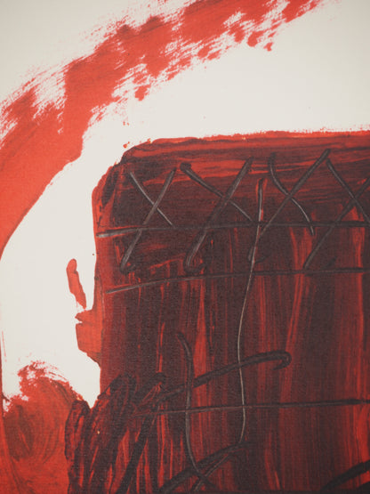 Antoni TAPIES : Composition à la boite rouge - Lithographie signée